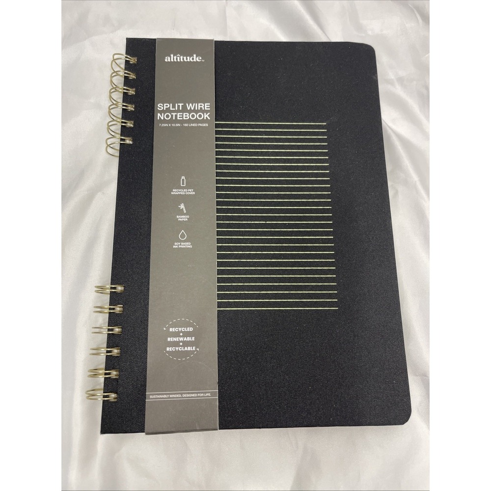 Altitude Black Split Gold Wire Notebook Bamboo Paper Recycled. New
